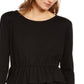 Blusa peplum feminina INC com decote em V e manga comprida, preta, tamanho grande