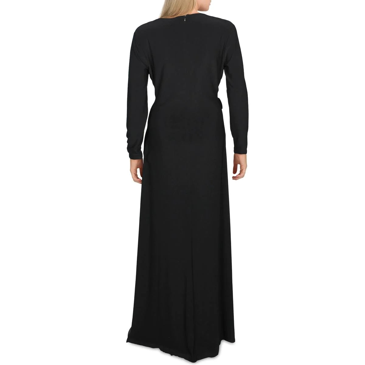 Vestido formal feminino Lauren Ralph Lauren Rowenah Surplice Pintuck, preto, tamanho 6