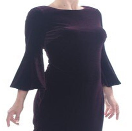 Vestido Calvin Klein Feminino Manga Sino Veludo Roxo Tamanho 4