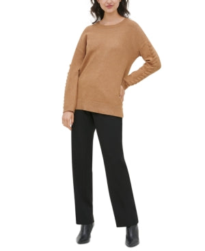 Suéter Calvin Klein Feminino Ombro Caído com Costura em Ponto Chicote Marrom Tamanho M