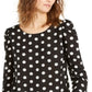 Blusa feminina Alfani com manga bufante e bolinhas, preta, tamanho X-G