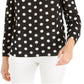 Blusa feminina Alfani com manga bufante e bolinhas, preta, tamanho X-G