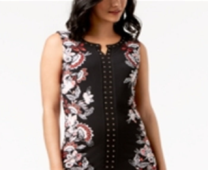 Vestido tubinho com tachas feminino JM Collection, preto, tamanho médio