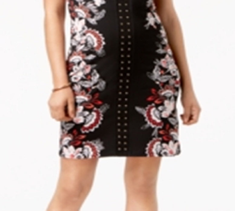 Vestido tubinho com tachas feminino JM Collection, preto, tamanho médio