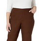 Calça elástica slim fit Alfred Dunner Allure feminina, marrom, tamanho pequeno