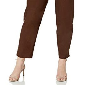 Calça elástica slim fit Alfred Dunner Allure feminina, marrom, tamanho pequeno