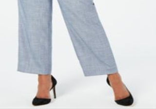 Calça feminina Calvin Klein com bolsos, zíper e perna afunilada, azul, tamanho 14W