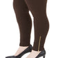 Leggings femininas com zíper e bainha grande da coleção JM, marrom, tamanho 0X