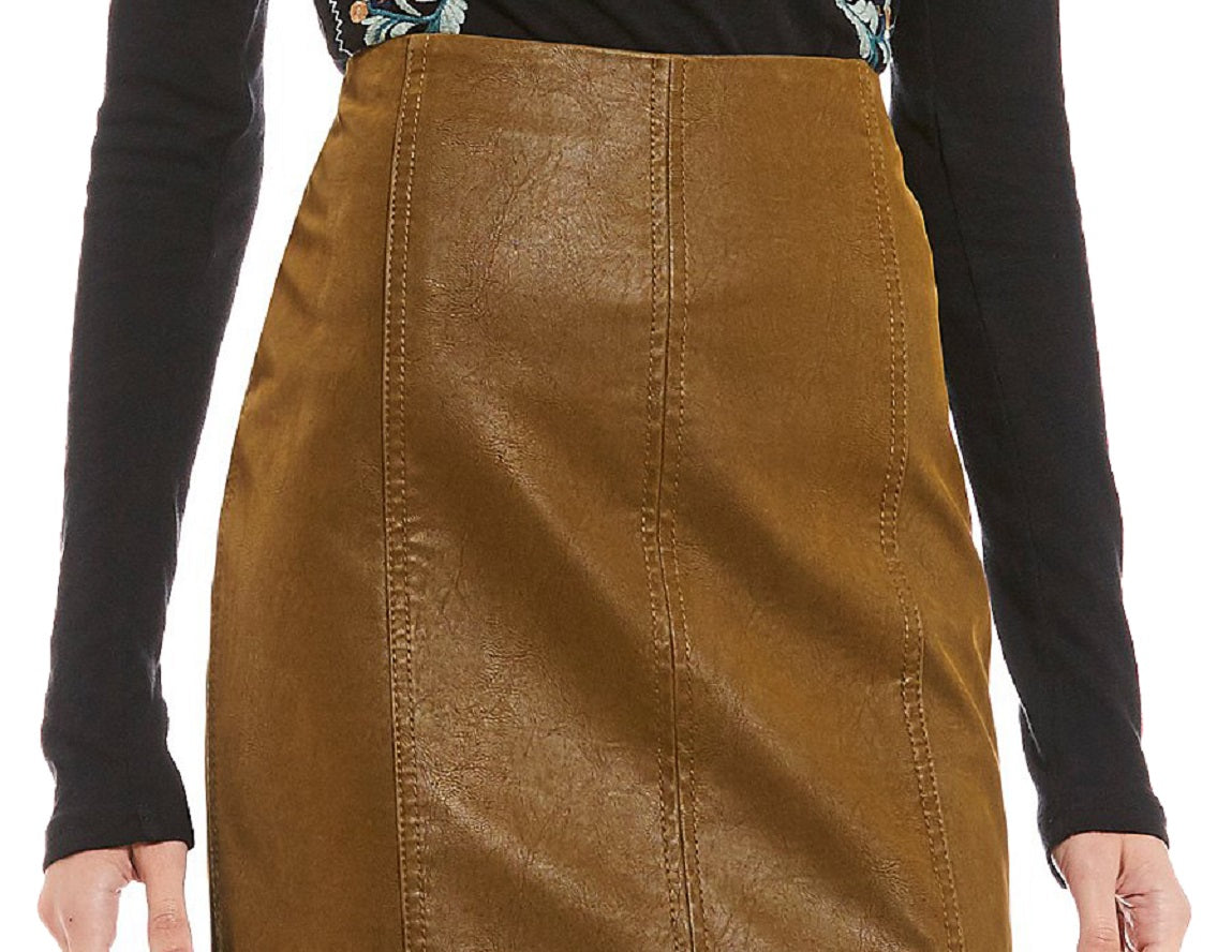 Minissaia feminina moderna Free People marrom tamanho 2