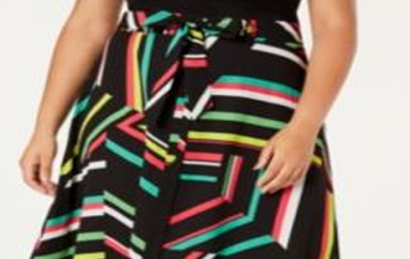 Saia listrada plus size Bar III feminina, preta, tamanho 24W