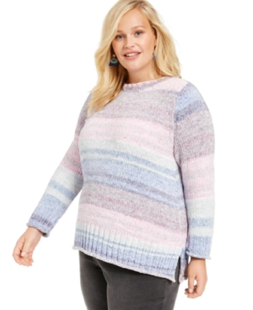 Blusa feminina de manga comprida estampada rosa estilo &amp; co tamanho 0X