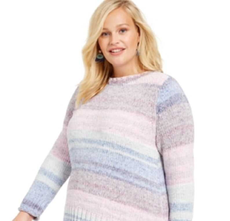 Blusa feminina de manga comprida estampada rosa estilo &amp; co tamanho 0X