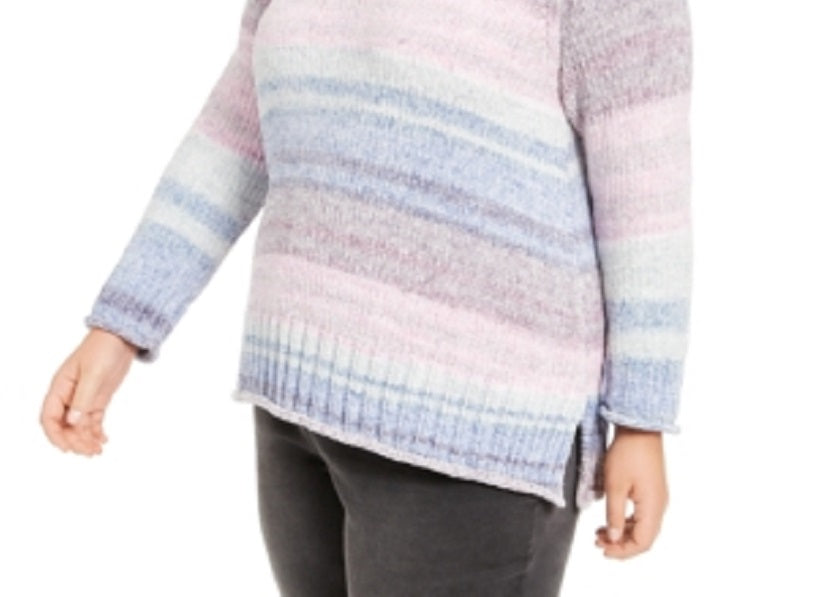 Blusa feminina de manga comprida estampada rosa estilo &amp; co tamanho 0X