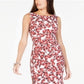 Vestido sereia MIDI com decote em joia estampado Alfani feminino, tamanho 14, vermelho