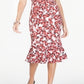 Vestido sereia MIDI com decote em joia estampado Alfani feminino, tamanho 14, vermelho