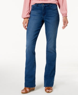 Jeans feminino estilo &amp; co, cintura média, corte bootcut, tamanho 14, azul, com controle de barriga