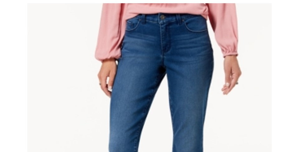 Jeans feminino estilo &amp; co, cintura média, corte bootcut, tamanho 14, azul, com controle de barriga