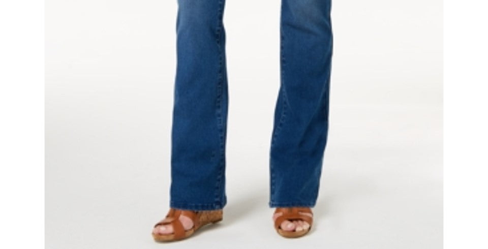 Jeans feminino estilo &amp; co, cintura média, corte bootcut, tamanho 14, azul, com controle de barriga