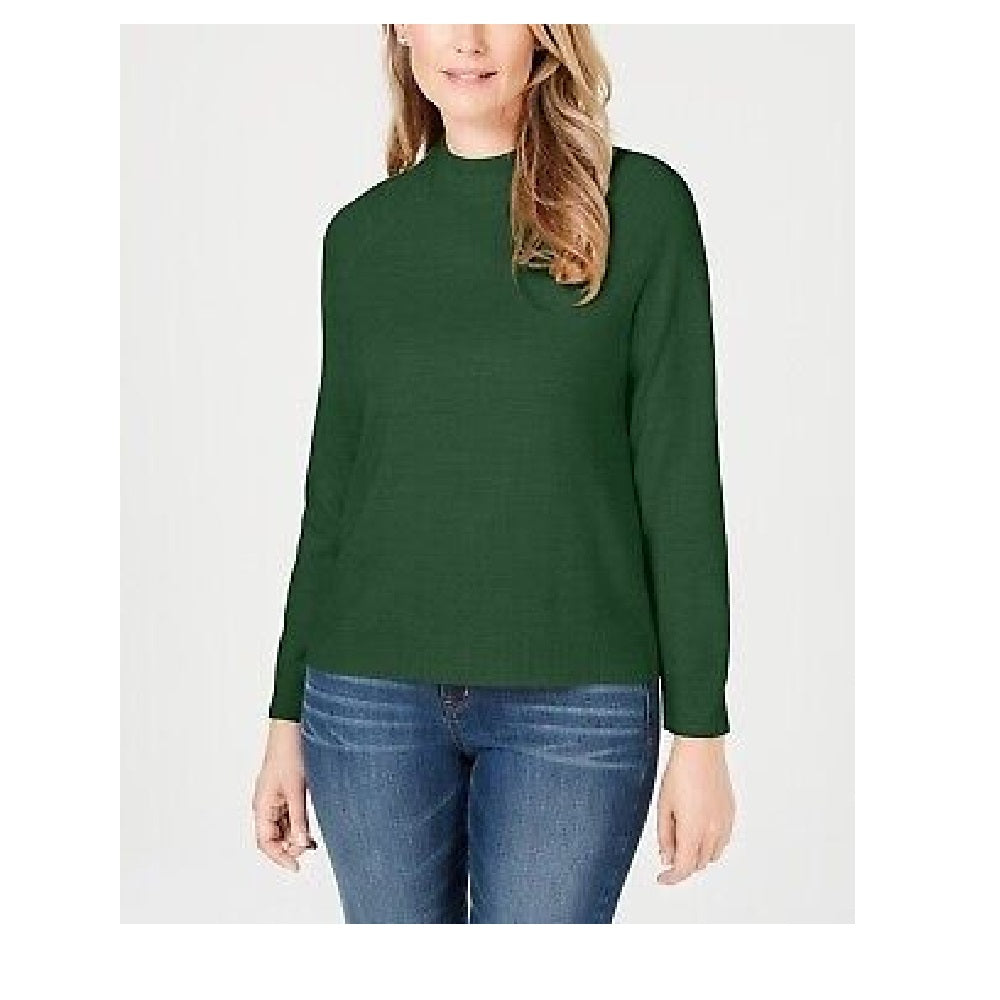 Karen Scott Suéter Feminino com Zíper nas Costas e Gola Simulada Verde Tamanho Médio