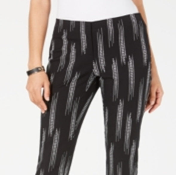 Calça Capri Alfani Feminina Estampada Cintura Alta Preta Tamanho 10 Petite