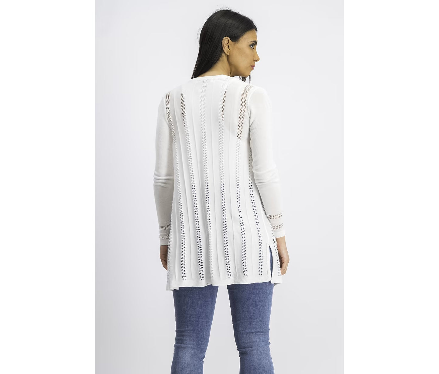 Cardigan feminino Pointelle Duster Charter Club, branco, tamanho pequeno, grande