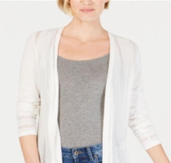 Cardigan feminino Pointelle Duster da Charter Club, branco, tamanho pequeno XL