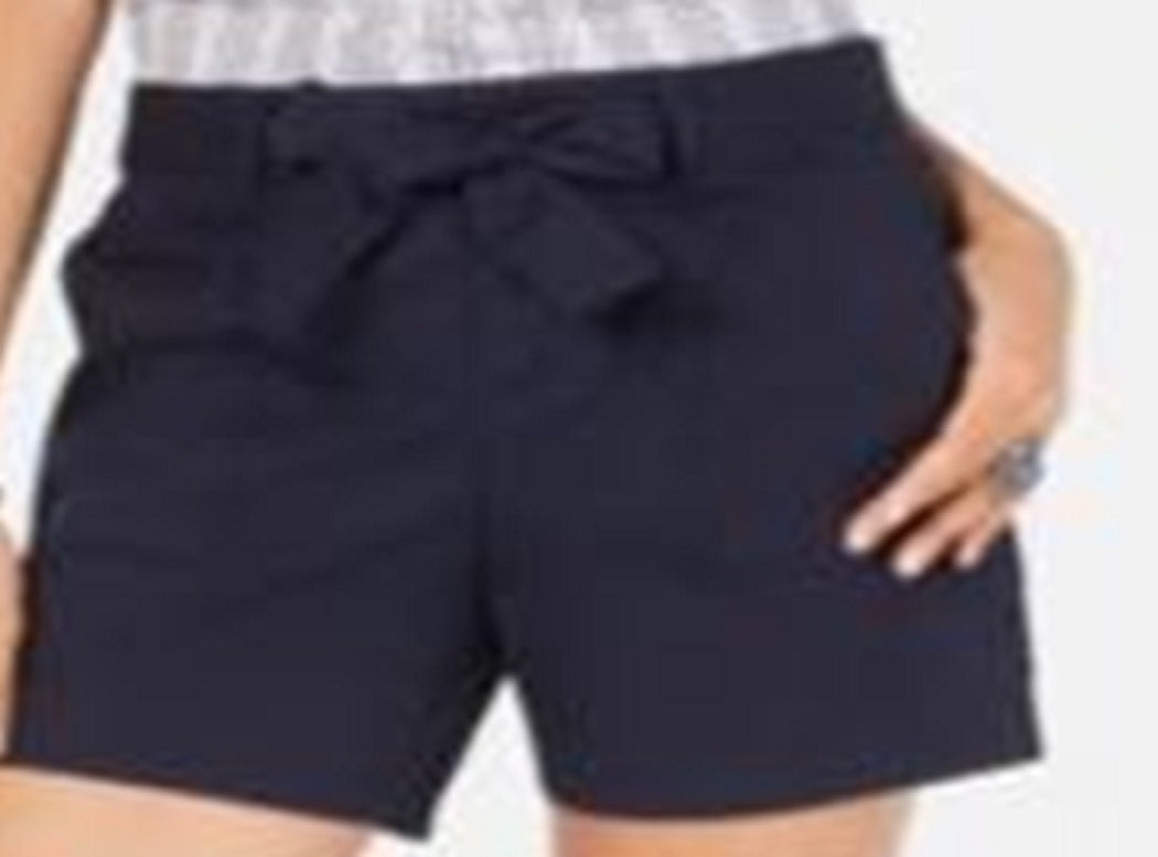 Shorts femininos confortáveis ​​Style &amp; Co, cintura média, com laço frontal, azul, tamanho 16