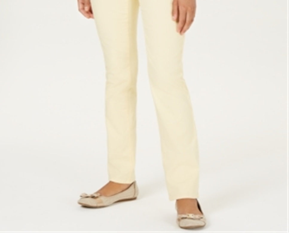 Calça jeans feminina Lexington reta, tamanho 4, amarela, Charter Club