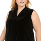 Blusa Calvin Klein Feminina Plus Size de Veludo com Gola V Preta Tamanho 1X