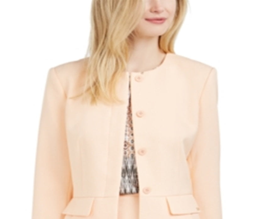 Calvin Klein Blazer Feminino Peplum Hem Back Slit Laranja Tamanho 8
