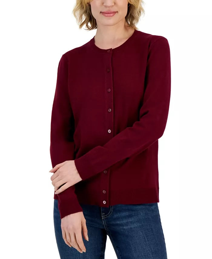 Karen Scott Cardigan Feminino Gola Redonda Tamanho P Vermelho