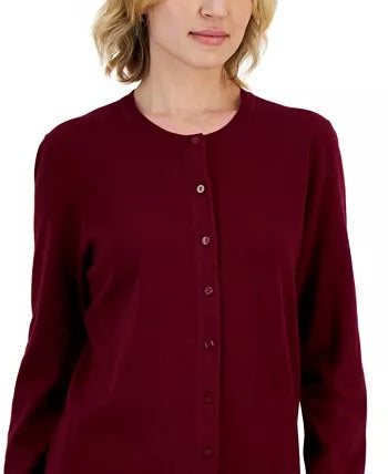 Karen Scott Cardigan Feminino Gola Redonda Tamanho P Vermelho