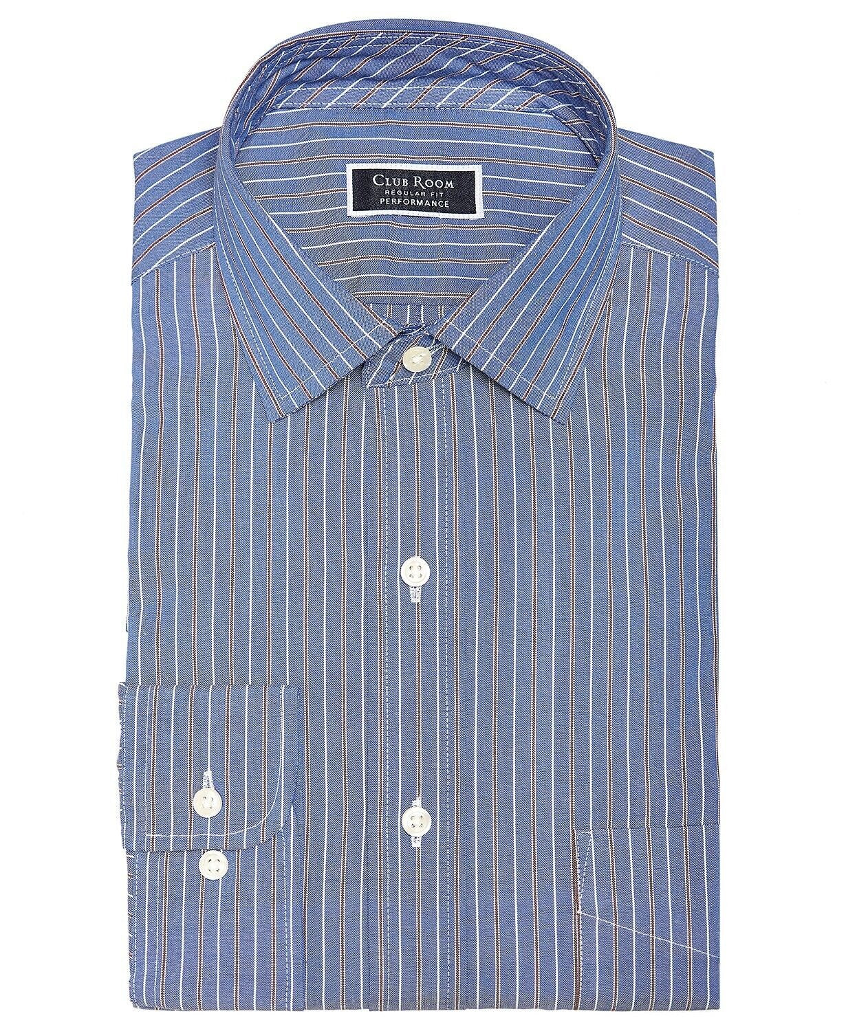 Camisa social masculina Ryan Seacrest Distinction Ultimate Slim-Fit, sem necessidade de passar, com estampa elástica, azul Dobby, tamanho 14,5 x 32-33