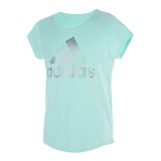 Camiseta Adidas com estampa de logotipo para meninas, tamanho 5, verde menta