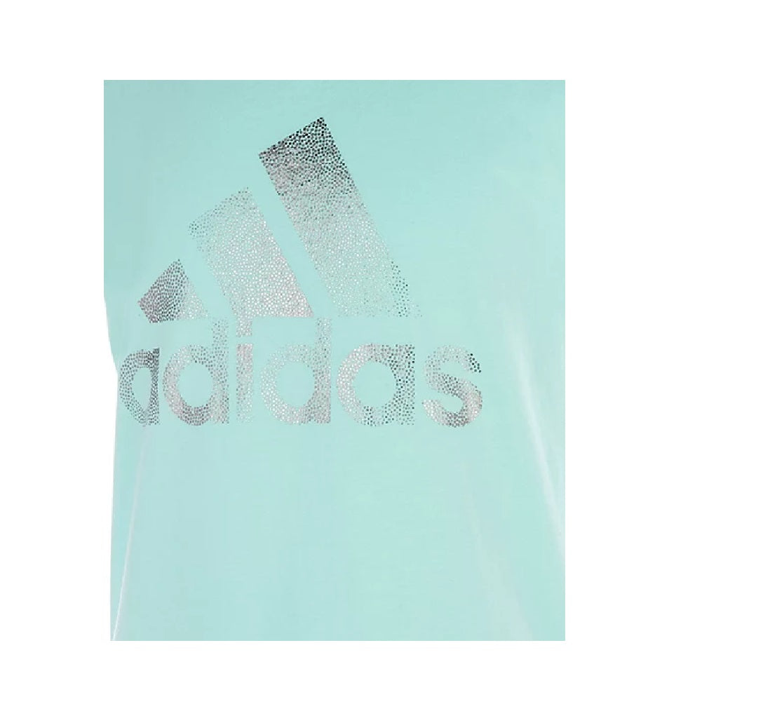 Camiseta Adidas com estampa de logotipo para meninas, tamanho 5, verde menta