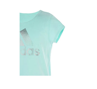 Camiseta Adidas com estampa de logotipo para meninas, tamanho 5, verde menta