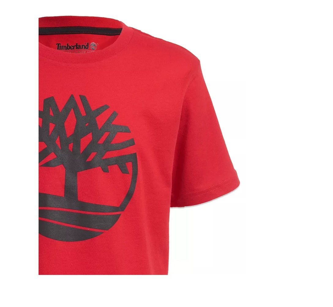 Camiseta Timberland Tree Logo para meninos, vermelha, tamanho 8