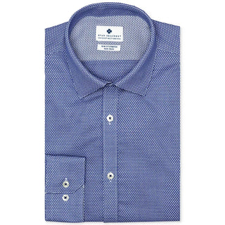 Camisa social masculina Ryan Seacrest Distinction Ultimate Slim-Fit, elástica, sem passar a ferro, azul marinho, tamanho 17 36/37