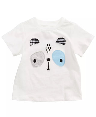 Camiseta de algodão com estampa de panda para bebês meninos First Impressions, branca, tamanho 12 meses