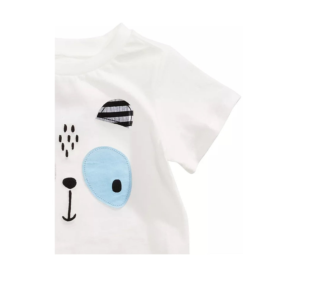 Camiseta de algodão com estampa de panda para bebês meninos First Impressions, branca, tamanho 12 meses