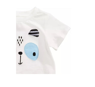 Camiseta de algodão com estampa de panda para bebês meninos First Impressions, branca, tamanho 12 meses
