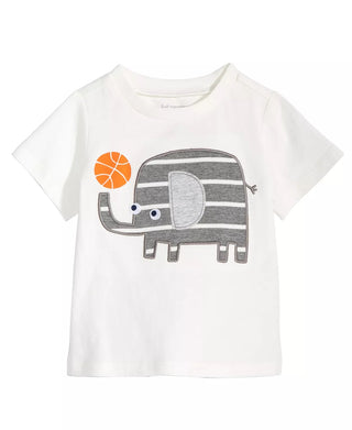 Camiseta de algodão com estampa de elefante para bebês meninos First Impressions, tamanho natural, 12 meses