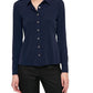 Tommy Hilfiger Blusa Feminina com Botões e Gola Punhada Azul Tamanho XS