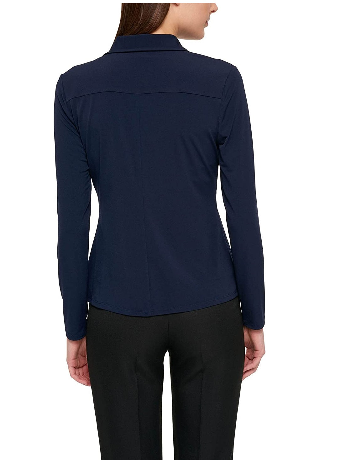 Tommy Hilfiger Blusa Feminina com Botões e Gola Punhada Azul Tamanho XS