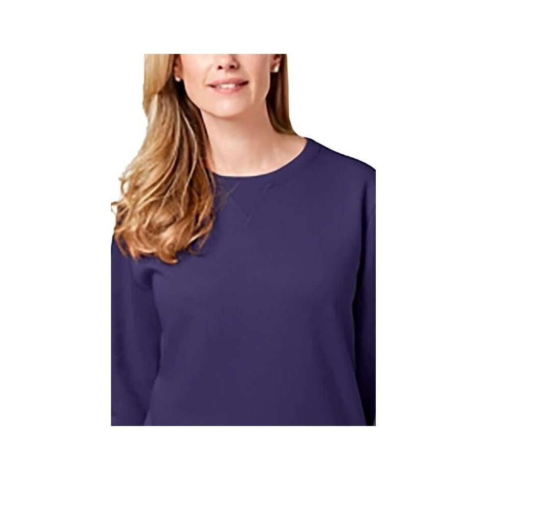 Moletom feminino Karen Scott Petite Crewneck Fleece em tom ametista brilhante tamanho PXL