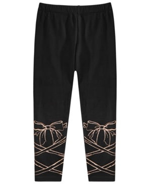 Leggings com laço brilhante para meninas Epic Threads, pretas, tamanho 3T