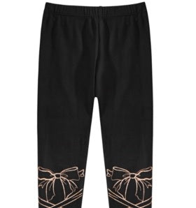 Leggings com laço brilhante para meninas Epic Threads, pretas, tamanho 3T