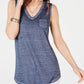 Blusa feminina estilo &amp; co com bolso no peito, azul, tamanho grande