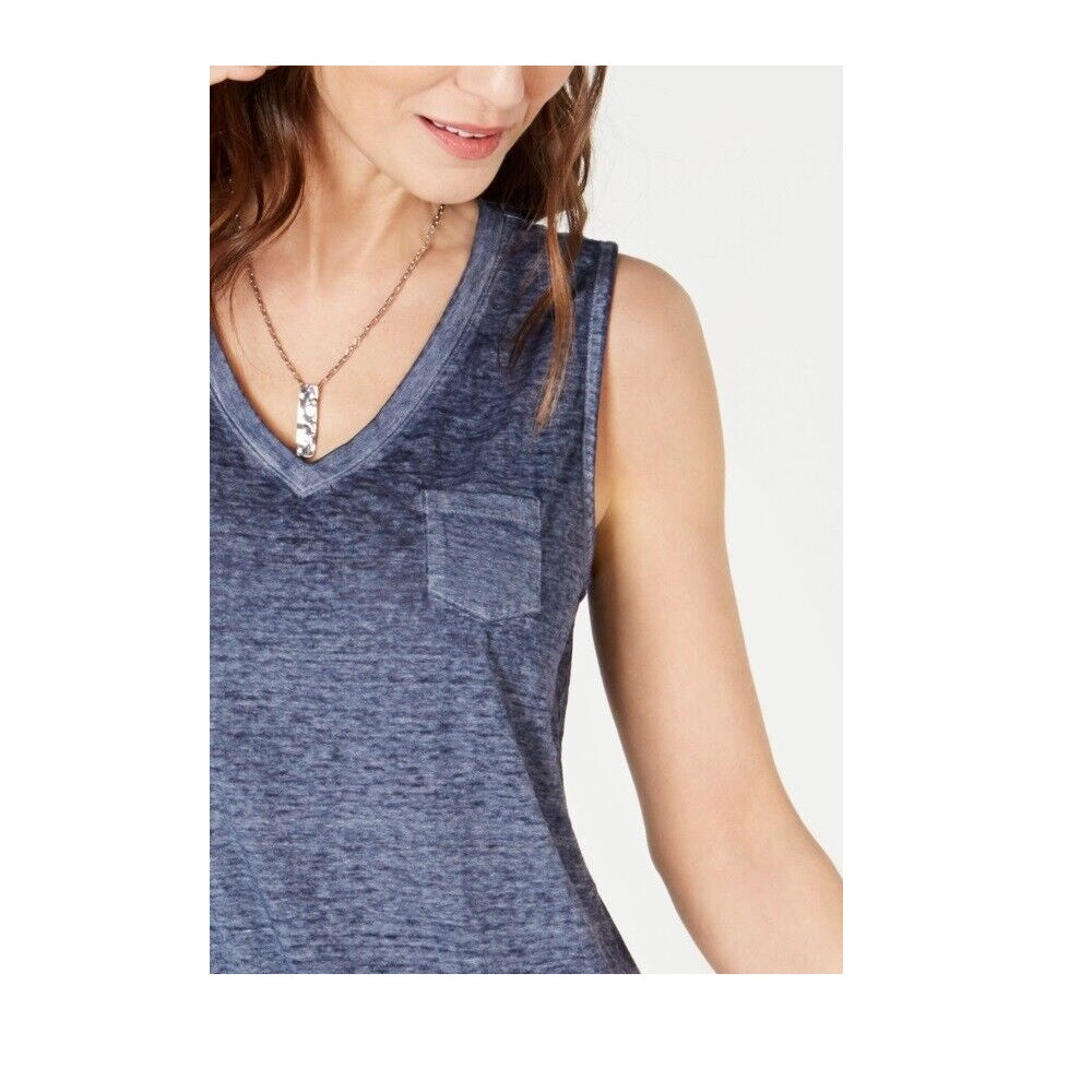 Blusa feminina estilo &amp; co com bolso no peito, azul, tamanho grande