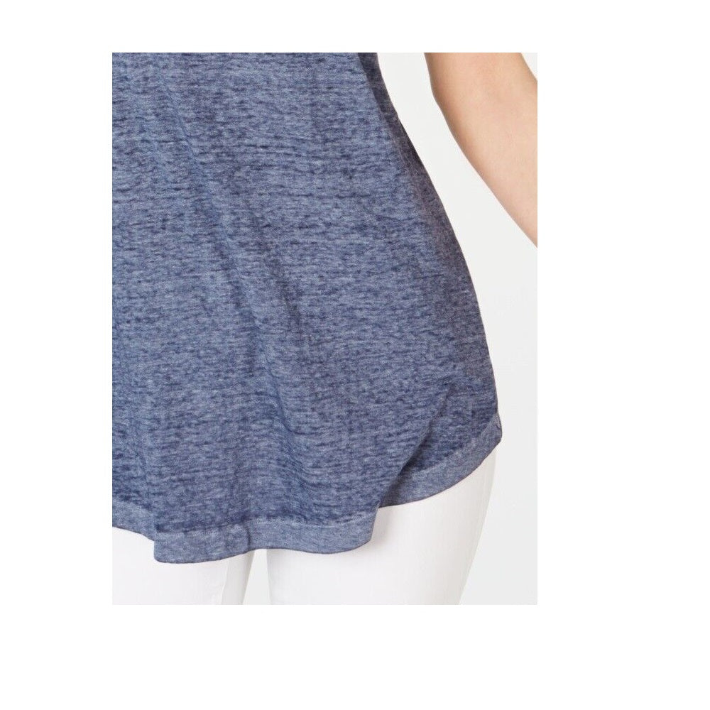 Blusa feminina estilo &amp; co com bolso no peito, azul, tamanho grande